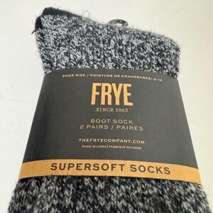 FRYE Women's Boot Socks Super Soft 2 Pair- Black Gray - Size 6-12